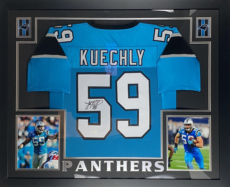 Luke Kuechly Carolina Panthers Signed Jersey Framed 35.5" x 43.5" Display (JSA)