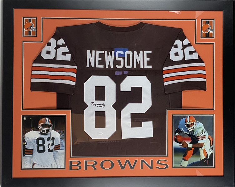 Ozzie Newsome Signed Cleveland Browns Jersey Framed 35.5" x 43.5" Display (JSA)
