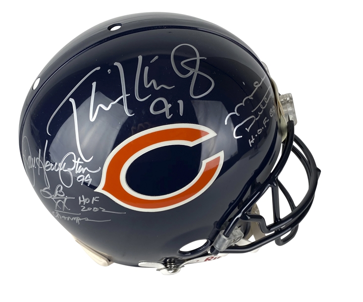 1985 Bears : Mike Ditka, Dan Hampton & Tony Harris Signed & Inscribed PROLINE Bears Helmet (Tristar)
