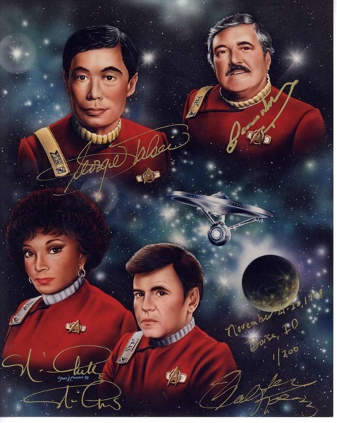 Star Trek Original Cast Signed 8" x 10" Photograph w/ Koenig, Nichols, Doohan & Takei (JSA)