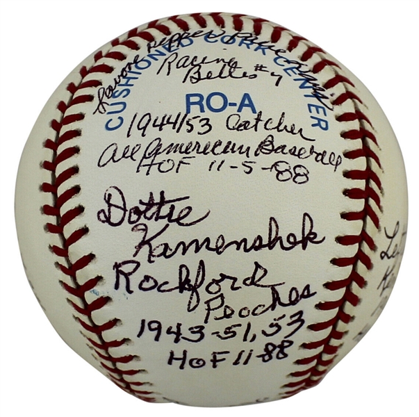 A League of Their Own: Ladies of Baseball Signed OAL Baseball (5 Sigs)(Beckett/BAS LOA)