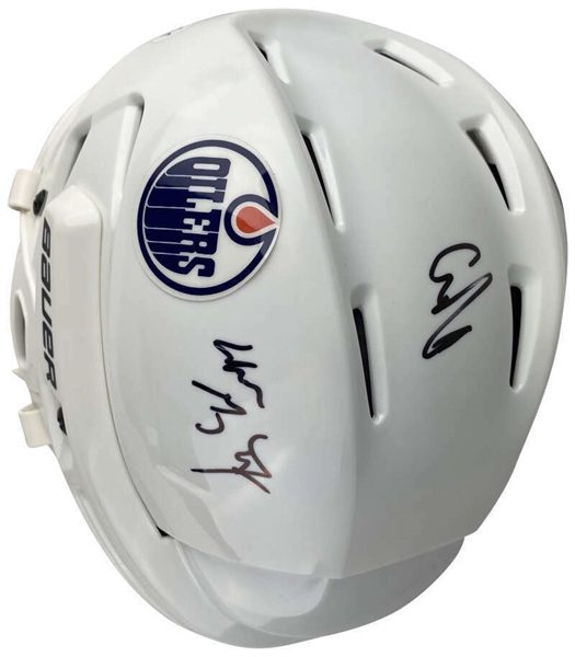Wayne Gretzky & Connor McDavid Rare Dual-Signed Edmonton Oilers Helmet (PSA/DNA)