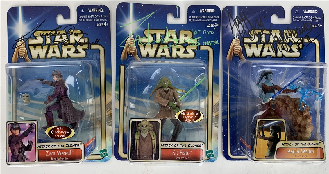 Lot of Three (3) Signed Attack of the Clones Figurines w/ Allen, Jensen & Walsman (Beckett/BAS Guaranteed)