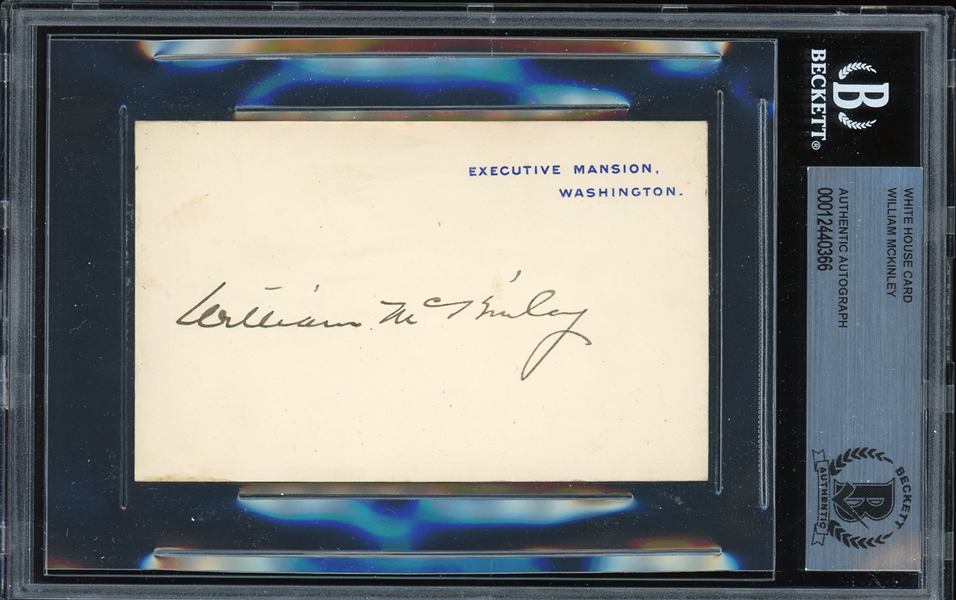 President William McKinley Signed Executive Mansion Card (Beckett/BAS Encapsulated)