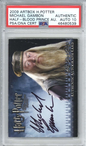 Michael Gambon Signed 2009 Artbox Harry Potter & the Half-Blood Prince Card (PSA Graded GEM MINT 10 Autograph)