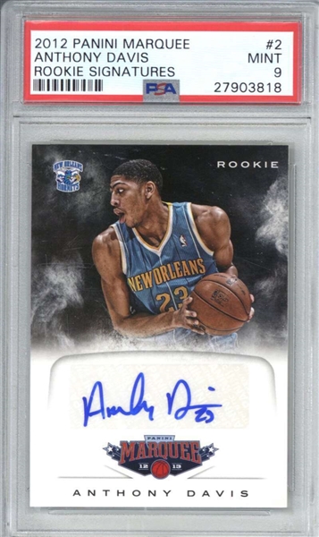 Anthony Davis Signed 2012 Panini Marquee Rookie Signatures #2 Card (PSA Graded MINT 9)