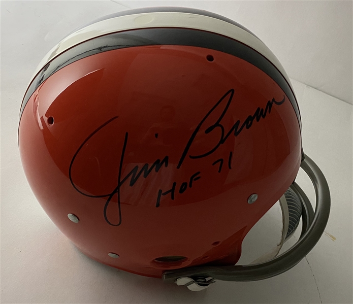 Jim Brown Rare Signed Browns Suspension Helmet w/ HOF Inscription! (JSA)