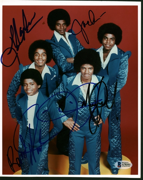 The Jackson Five Group Signed 8" x 10" Color Photograph w/ All Five Members! (Beckett/BAS)
