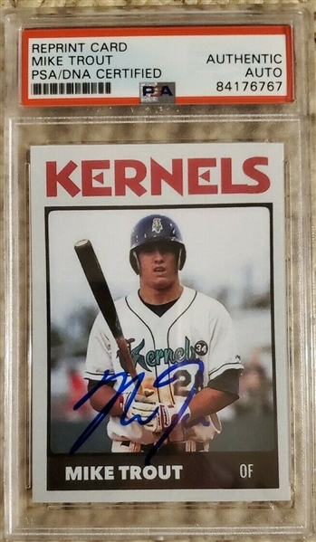 Mike Trout Cedar Rapid Kernels Minor League Custom Card with Rookie Era Autograph! (PSA/DNA Encapsulated)