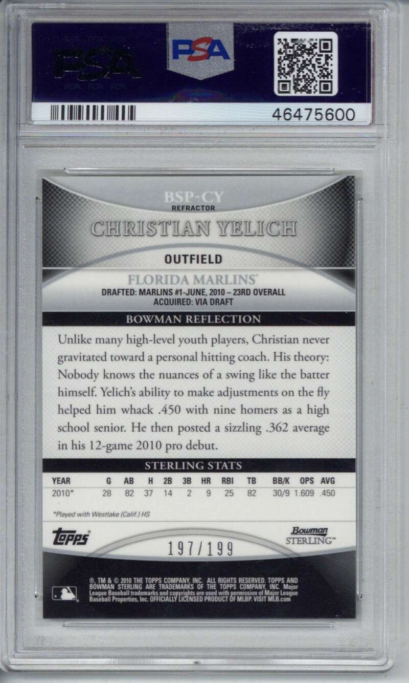 Lot Detail - Christian Yelich Signed 2010 Bowman Sterling Prospects ...