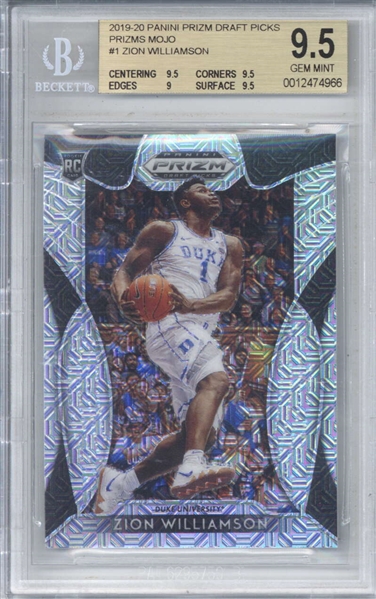 Zion Williamson 2019-20 Panini Prizm DP Prizms Mojo #1 /49 Rookie Card (Beckett/BGS Graded GEM MINT 9.5)