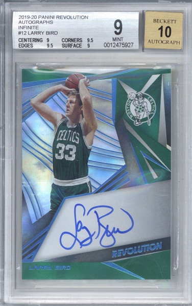 Larry Bird Signed 2019-20 Panini Revolution Infinite /25 Trading Card (Beckett/BGS Graded 9 w/ 10 Auto)