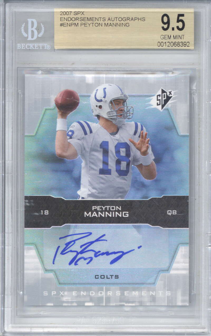 Lot Detail - Peyton Manning Signed 2007 SPX Endorsements Trading Card ...