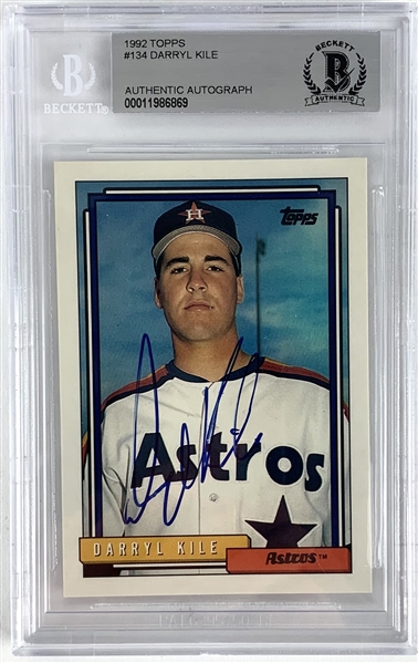 Darryl Kile Signed 1992 Topps #134 Baseball Card (Beckett/BAS Encapsulated)