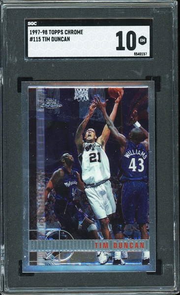 1997-98 Topps Chrome Tim Duncan #115 Rookie Card (SGC GEM MINT 10)