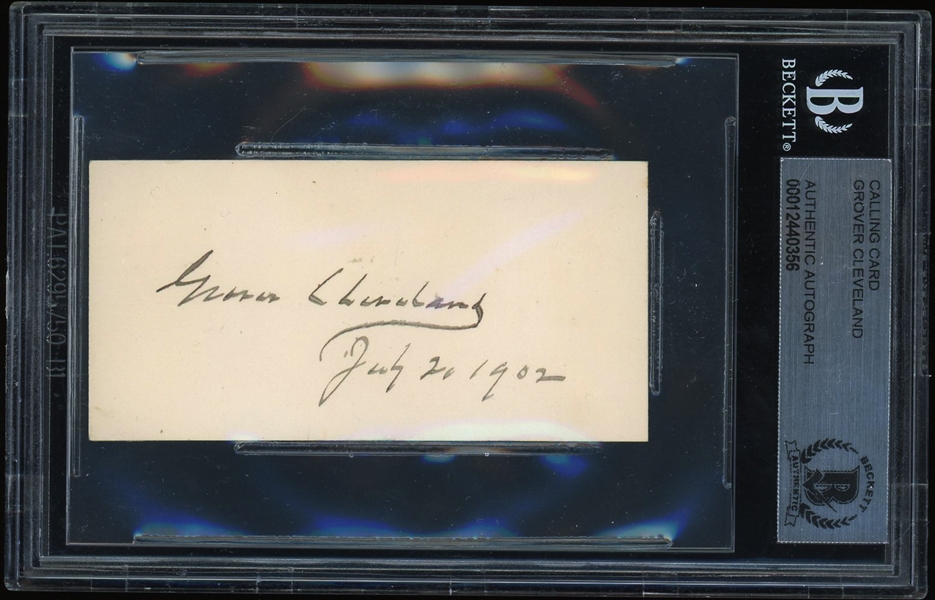President Grover Cleveland Signed & Dated Personal Calling Card (Beckett/BAS Encapsulated)