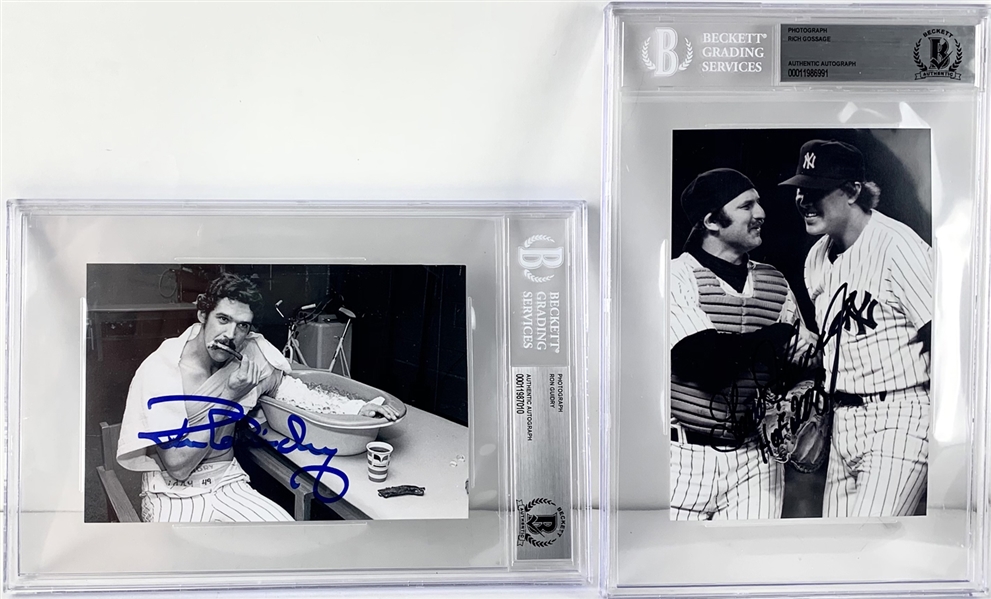 Yankees Stars: Rob Guidry & Goose Gossage Signed 4" x 6" Photographs (Beckett/BAS Encapsulated)