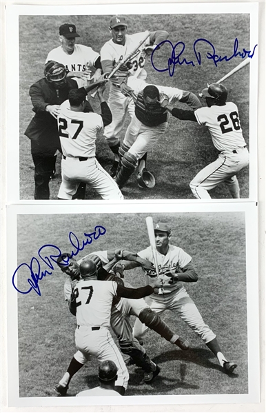 Dodgers-Giants Rivalry: John Roseboro Lot of Two (2) Signed 8" x 10" Photos from Infamous Marichal Fight (Beckett/BAS Guaranteed)