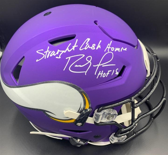 Randy Moss Signed Minnesota Vikings Full Size Proline Speed Flex Game Model Helmet with "Straight Cash Homie - HOF 18" Insc. (Beckett/BAS)