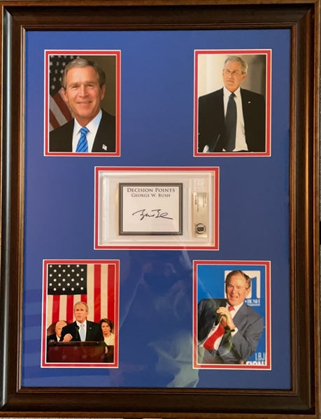 George W. Bush Signed & BAS Encapsulated “Decision Points” Bookplate in Impressive Display (BAS Authentication) 