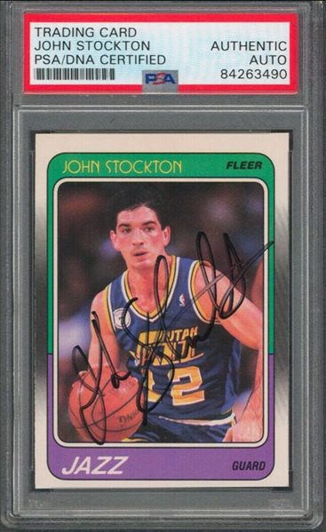 1988 Fleer #115 John Stockton Signed Rookie Card (PSA/DNA Encapsulated)