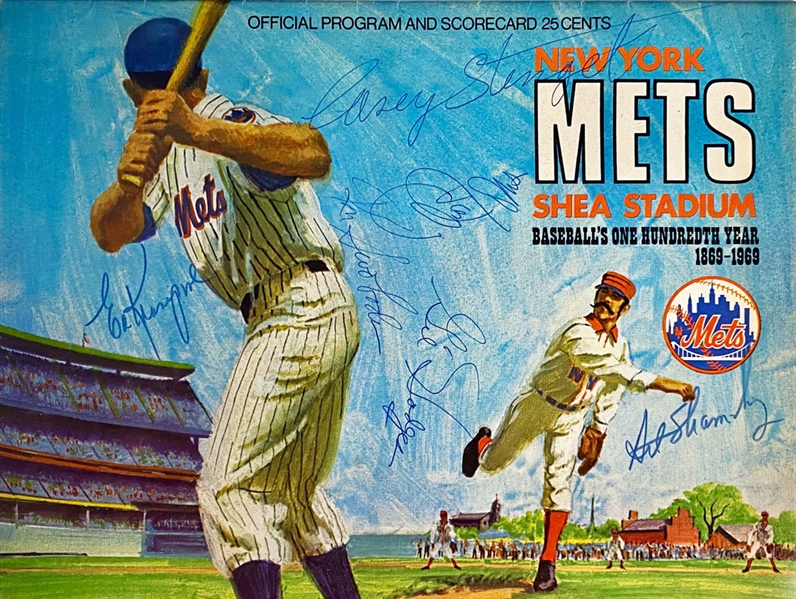 1969 New York Mets (WS Champs) Team Signed Program with Stengel, Hodges, etc. (JSA LOA)