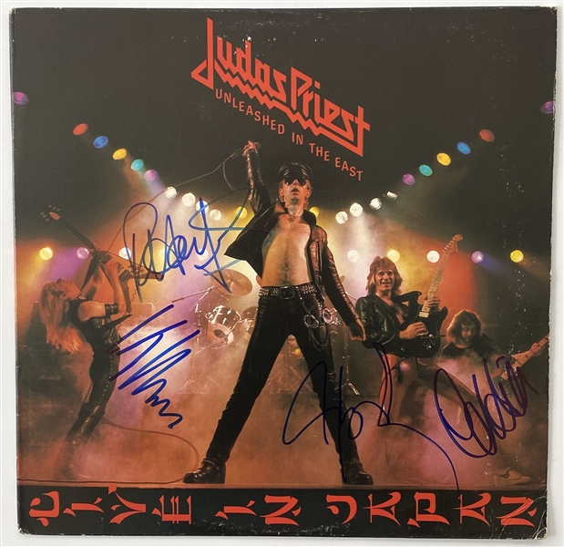 Judas Priest In-Person Group Signed “Unleashed in the East” Record Album (4 Sigs) (John Brennan Collection) (BAS Guaranteed)