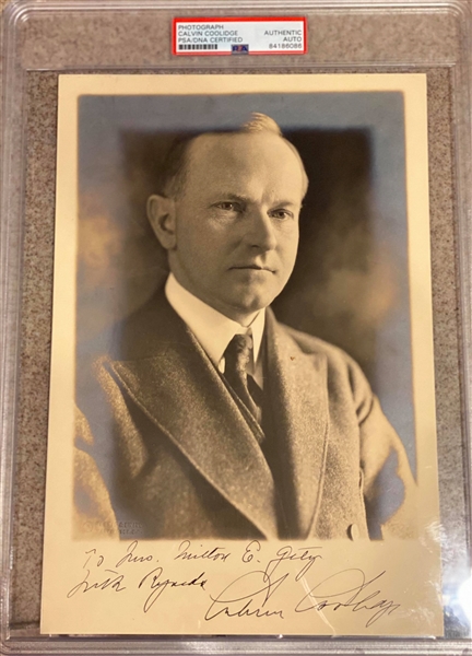 President Calvin Coolidge 7.5” x 11” PSA Encapsulated Signed Photo (PSA Authentication) 