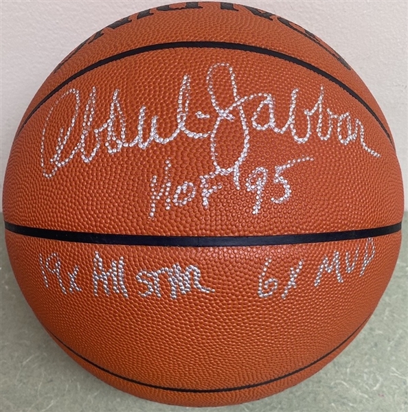 Kareem Abdul-Jabbar Autographed Original 90’s-Era David Stern NBA Basketball With THREE Great Inscriptions (James Spence (JSA) Authentication) 