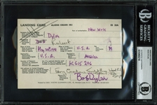 Bob Dylan Rare Handwritten & Signed International Landing Card (BAS/Beckett Encapsulated)