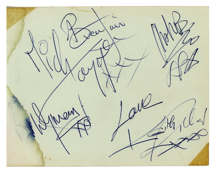 The Rolling Stones Vintage Group Signed 5.5" x 4" Album Page w/ Jones, Richards, Watts, Jagger & Wyman! (Tracks & Beckett/BAS)