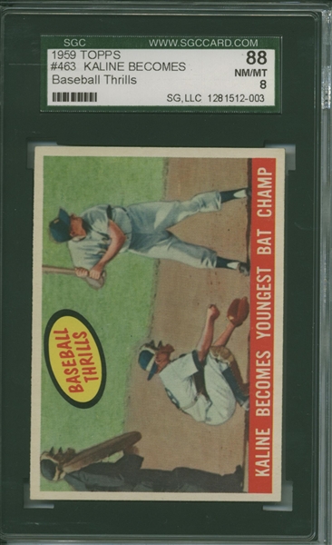 Al Kaline 1959 Topps #463 Baseball Thrills Trading Card (SGC Encapsulated)