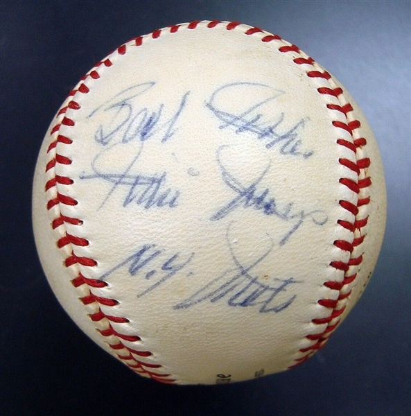 Willie Mays Single Signed NL Baseball (Giles)with rare inscription "Best Wishes, Willie Mays, N.Y. Mets". JSA LOA