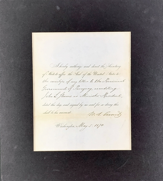 President Ulysses S. Grant Signed 1870 Presidential Document in Matted Display (Beckett/BAS Guaranteed)