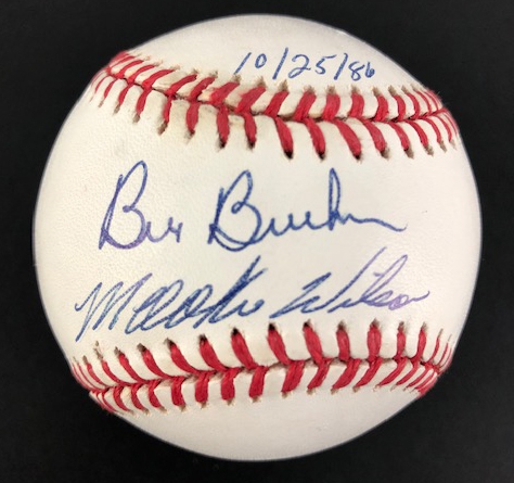 Bill Buckner and Mookie Wilson Signed Baseball dated 10/25/86 (PSA/DNA) (COA)