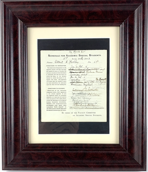 Woodrow Wilson Signed Document as President of Princeton University in Custom Framed Display (Beckett/BAS Guaranteed)