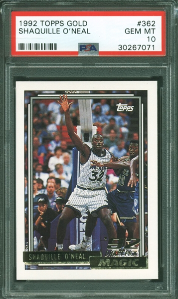1992 Topps Gold Shaquille ONeal #362 Rookie Card :: PSA GEM MINT 10 :: Rare GOLD Variation!