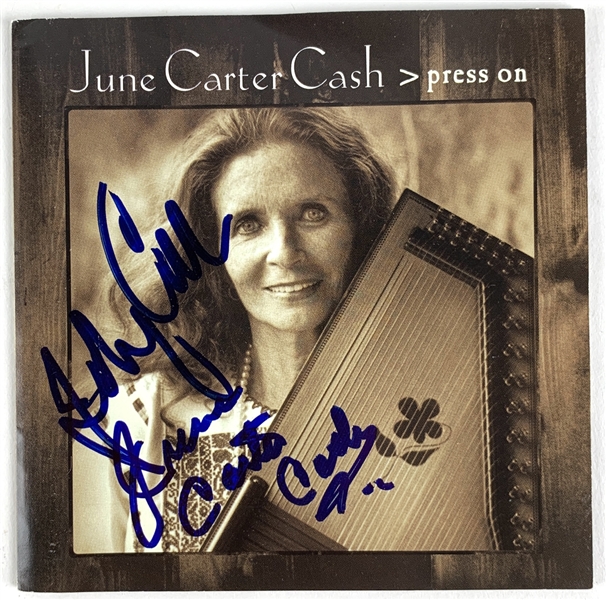 Johnny Cash & June Carter Cash Rare Signed "Press On" CD Booklet (Beckett/BAS Guaranteed)