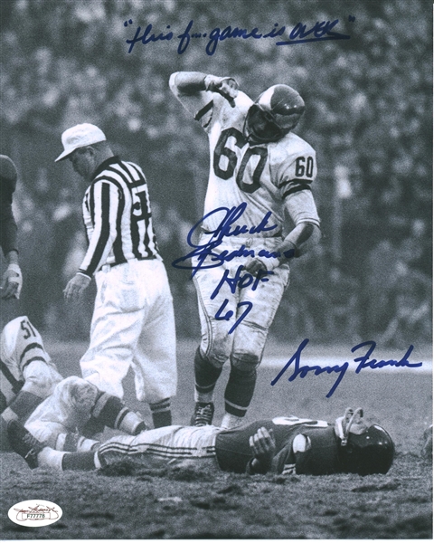 Pro Football HOF Chuck Bednarik signed 8" x 10" B&W Photograph w/ Inscription (JSA) 