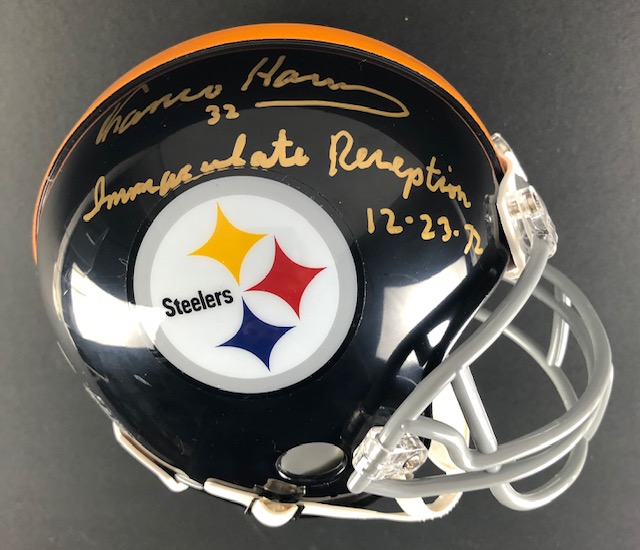 Lot Detail - Franco Harris Signed Mini-Helmet w/ Inscription 32 and  Immaculate Reception 12-23-72 (JSA)