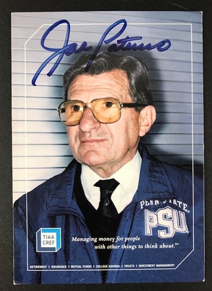 Joe Paterno Signed Postcard (Global Authentics)