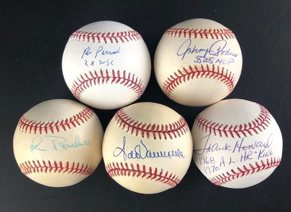 LA Dodgers Stars: Lot of 5-Single Signed Baseballs, including: Podres, Valenzuela, Perranoski, Roseboro, and Howard 