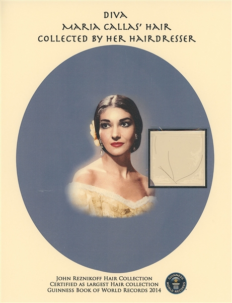 Soprano Maria Callas Strands Of Hair, Beautifully Presented (John Reznikoff/University Archives COA)
