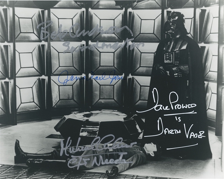 Star Wars: Darth Vader Jones, Prowse, Anderson Multi-Signed 10” x 8” Photo from “The Empire Strikes Back” (Beckett/BAS Guaranteed)