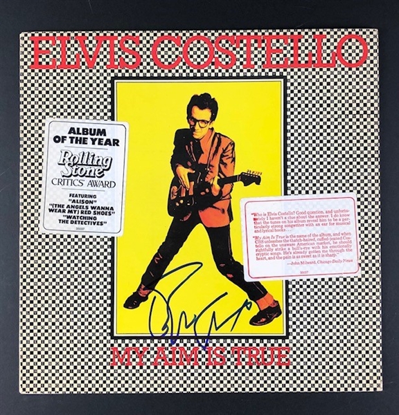 Elvis Costello Signed Debut Album Cover "My Aim Is True" (Beckett/BAS Guaranteed)