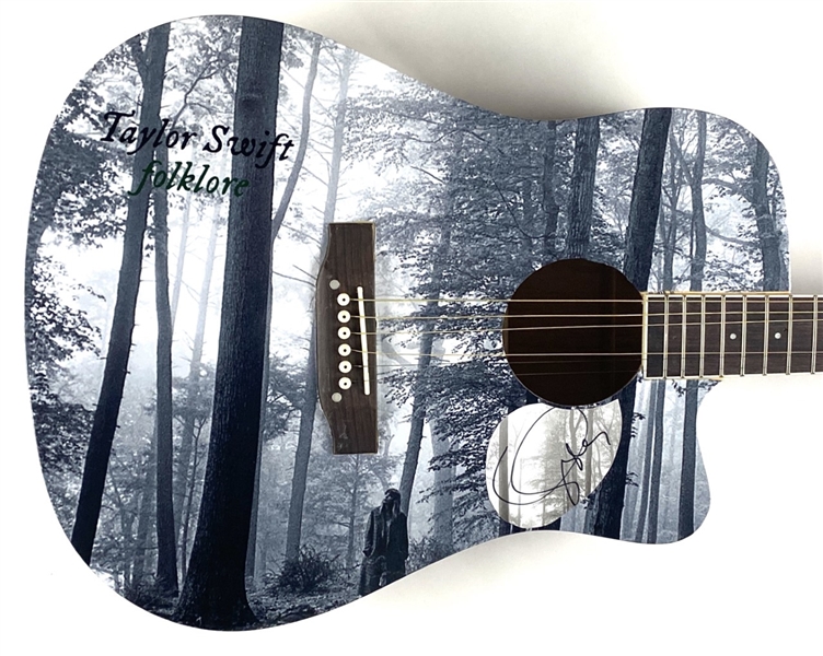 “Folklore” Artwork Acoustic Guitar With Taylor Swift Autograph (Beckett/BAS Guaranteed) 