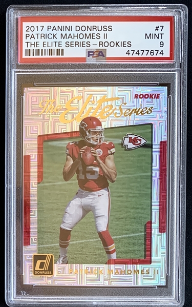 2017 Patrick Mahomes Panini Donruss The Elite Series Rookies #7 - PSA MINT 9