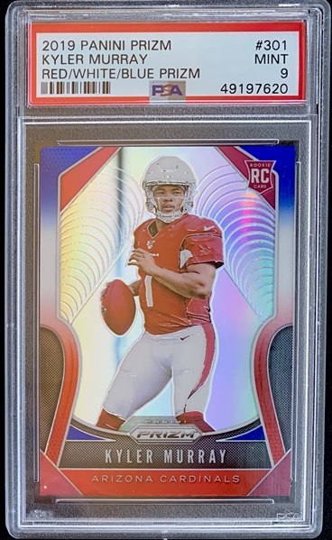 2019 Panini Prizm Kyler Murray Red White & Blue Prizm Holo #301 - PSA MINT 9