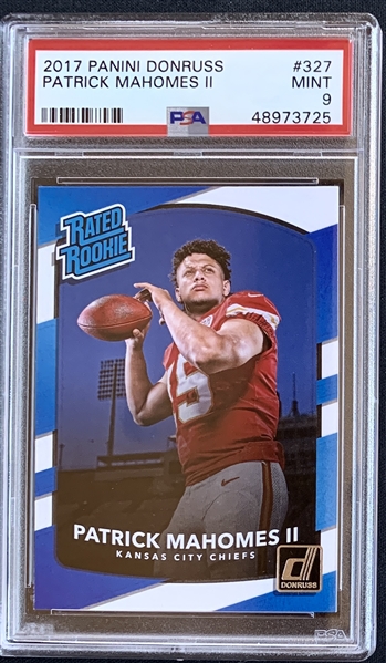 2017 Patrick Mahomes Panini Donruss Rookie Card #327 - PSA MINT 9