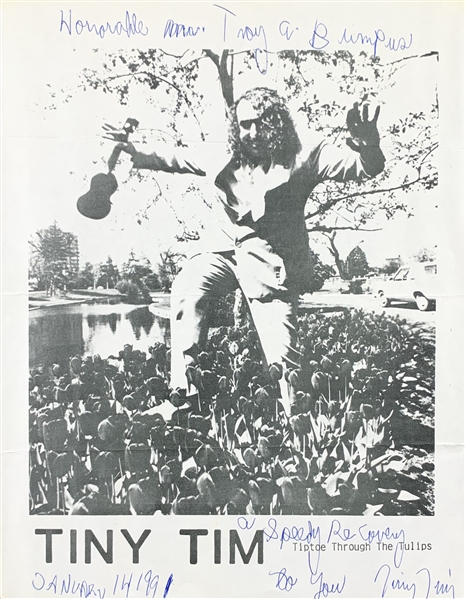 Tiny Tim Signed & Inscribed 8.5" x 11" Paperstock Photo (Beckett/BAS)